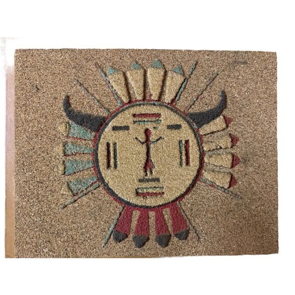 Vintage American Indian Sandpainting The Chiricaltua Sun/Apache 1974 Aladdin - Picture 5 of 5